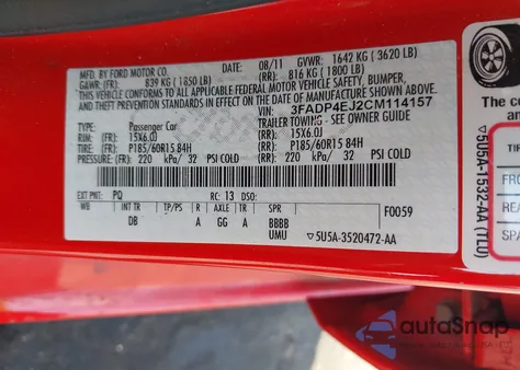 2012 Ford Fiesta Se из США, поврежденный, VIN 3FADP4EJ2CM114157